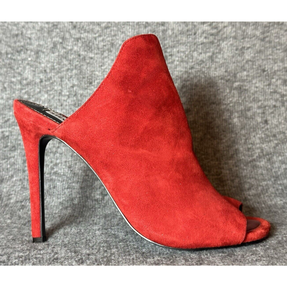 Steve Madden Shoes Womens 7 Red Suede Leather SOOKI High Heel Open Toe Stiletto - Picture 4 of 15